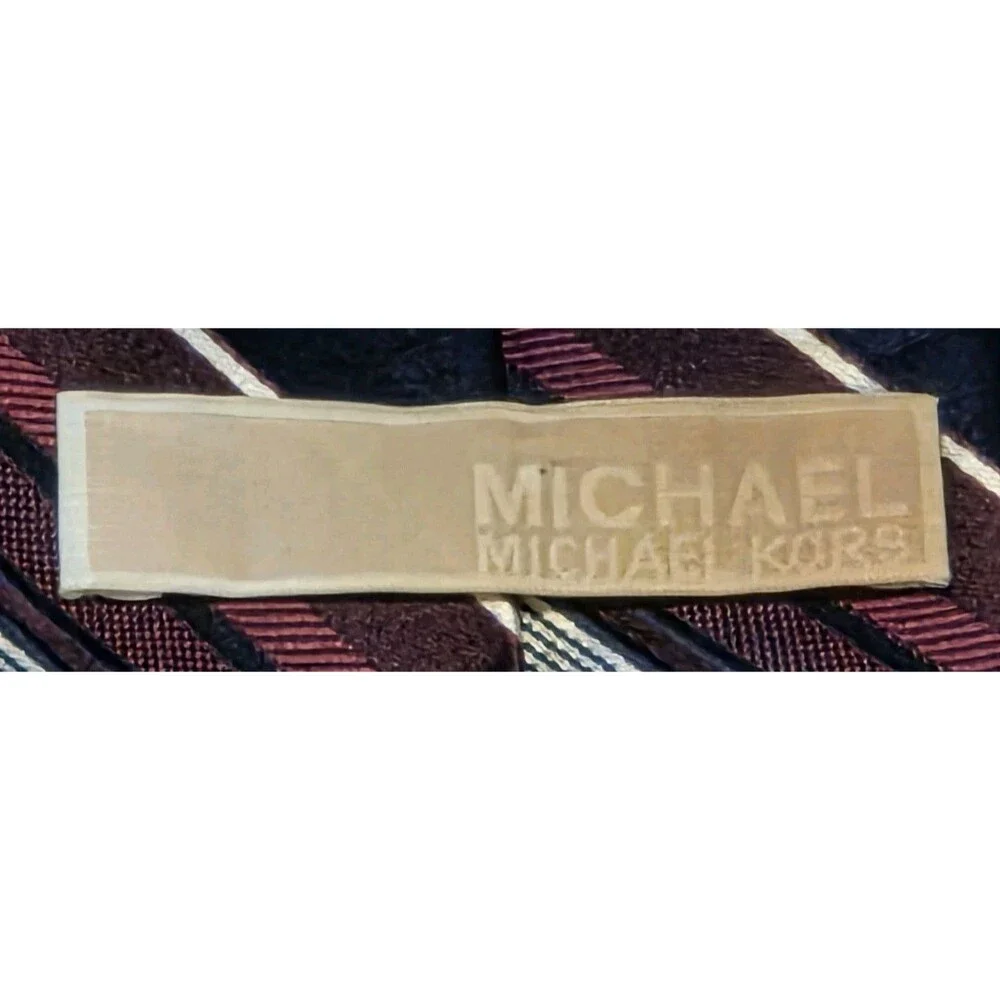 Michael Kors Navy & Burgandoy & Burgindy Silk Tie